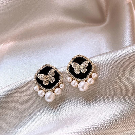 6 Pairs - Black Square Butterfly Earrings (1 Pair Price - 37)