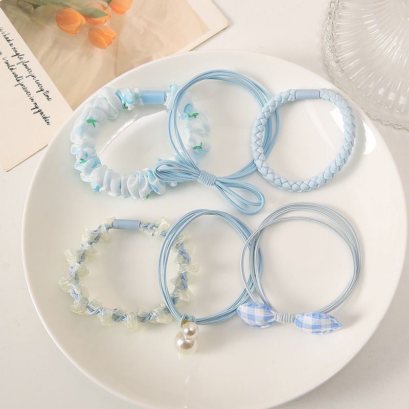 6 Set - Six Pack New Mori Sweet Cute Hair Rope Ponytail Holder (Mix Color OPP bag) (Unit Price 25)