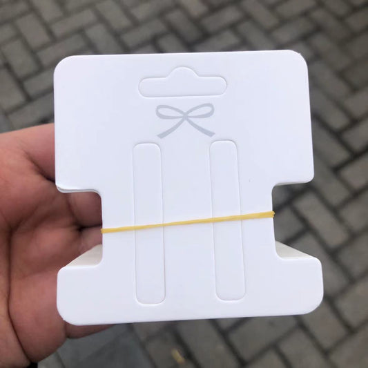 Simple bow-shaped hair clip/cardboard tag, 6.5 x 6.8 cm, for adults and children packing material with OPP bag (Pack of 100)