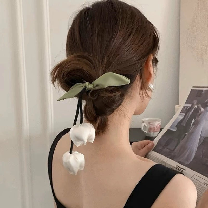 3 Pc - Fresh Korean Style Flower Bud Tulip Tassel Hair Rope (Mix Color OPP packing) (1 Pc Price - 40)