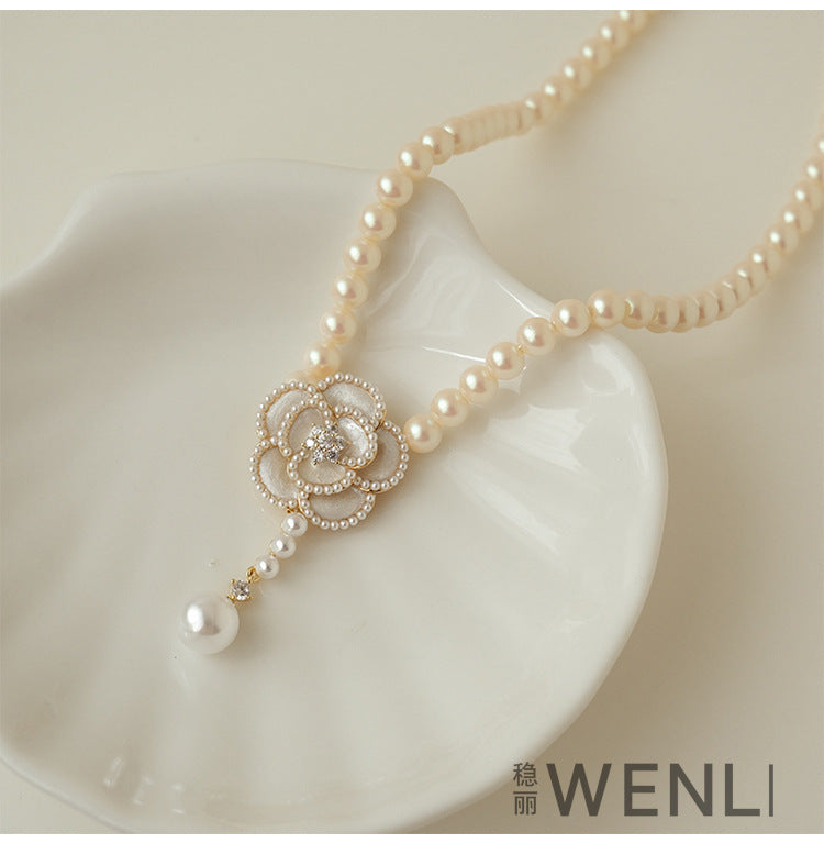 6 Pc - Camellia Pearl Necklace (Mix Color) (1 Pc Price - 57)