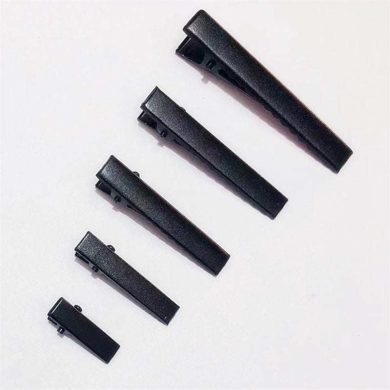 2 cm Black painted metal clip accessories for children and adults, simple small DIY duckbill clips, handmade jewelry wholesale (pack of 50)