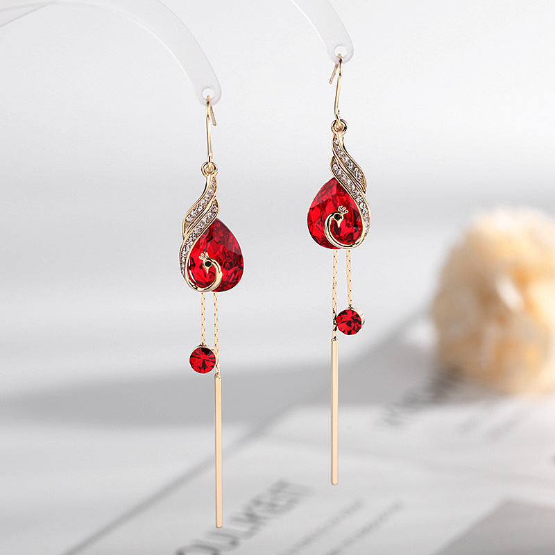 6 Pairs - Retro Peacock Short and Long Tassel Earrings (Mix Color) (1 Pair Price - 49)