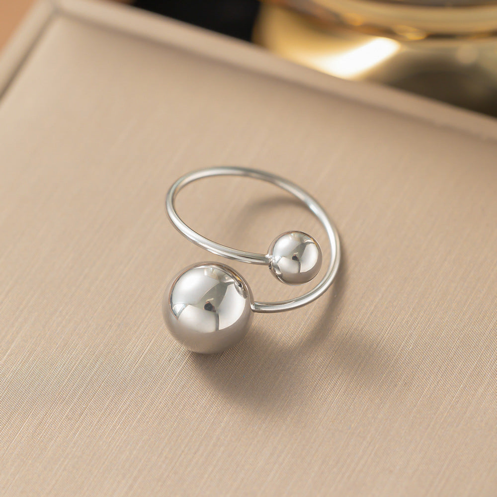 3 Pc - Anti Tarnish Big and small ball ring silver (1 Pc Price - 39)