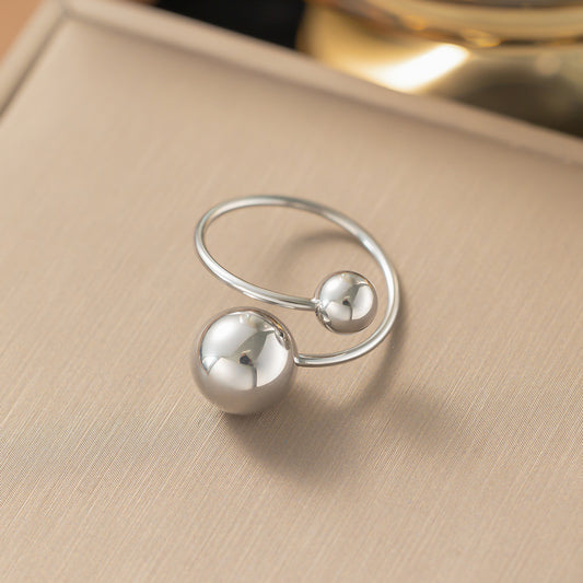 3 Pc - Anti Tarnish Big and small ball ring silver (1 Pc Price - 39)
