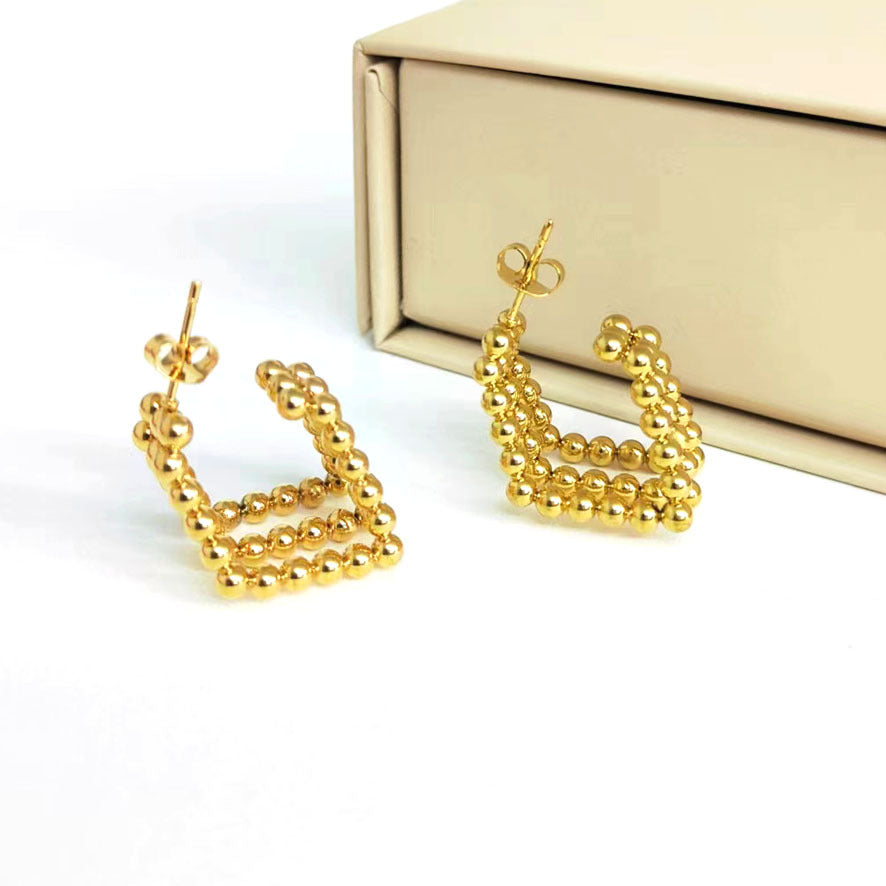 3 Pairs - Irregular Beads Earrings (1 Pair Price - 77)