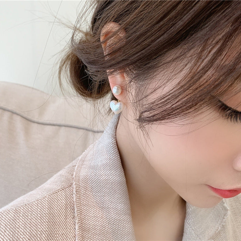 6 Set - Simple small heart pearl earrings (Unit price 15)