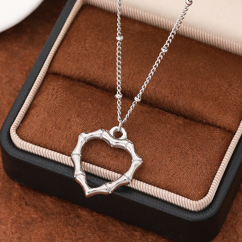 3 Pc - Hollow Heart Necklace - Silver (Unit Price - 75)