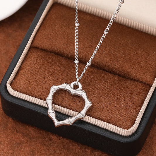 3 Pc - Hollow Heart Necklace - Silver (Unit Price - 75)