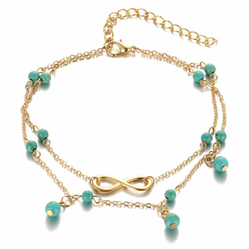 5 Pc - Turquoise Chain Anklet (Unit Price - 34)