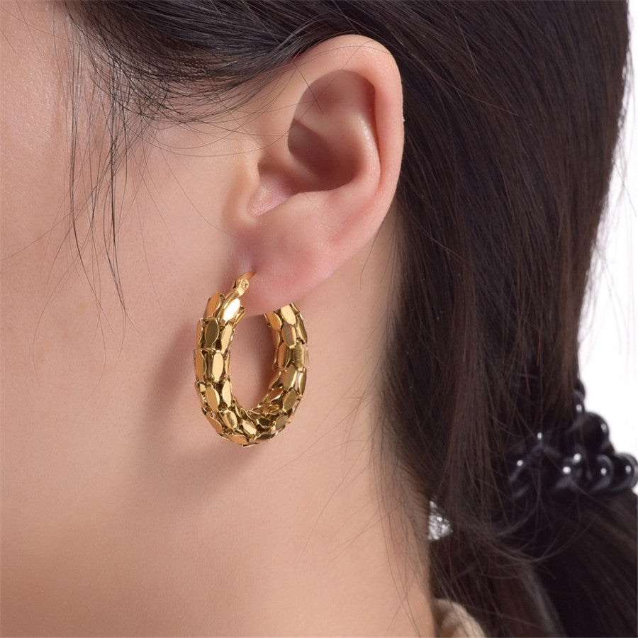 3 Pairs - Anti tarnish Hollow Hoop Earrings DesignB (1 Pair Price - 77)