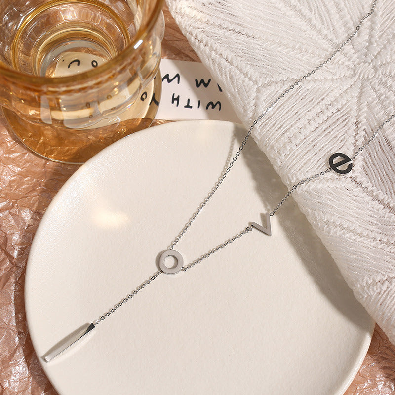 3 Pc - Anti Tarnish Letter necklace - Silver (1 Pc Price - 69)