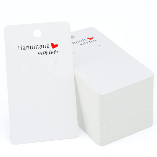 Rectangle white earring card 5*9 cm with OPP packing (Pack of 100 cards)