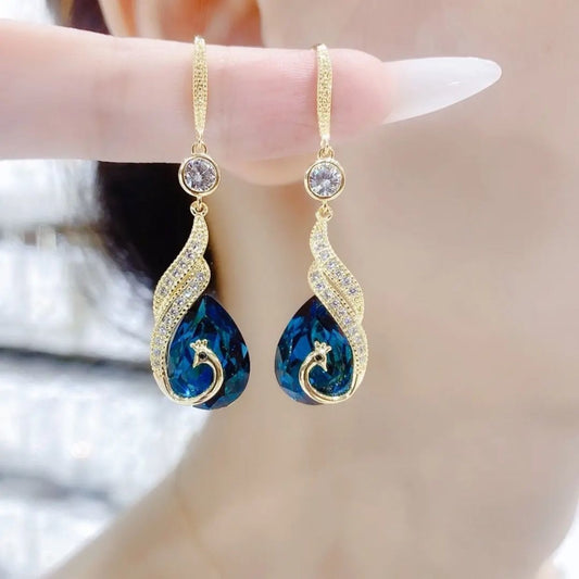 6 Set - Peacock crystal earrings (Mix color) (Unit price 44)
