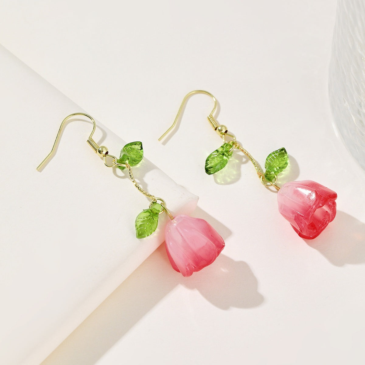 6 Pairs - Sweet Forest Rose Flower Long Ear Hooks (1 Pair Price - 34)