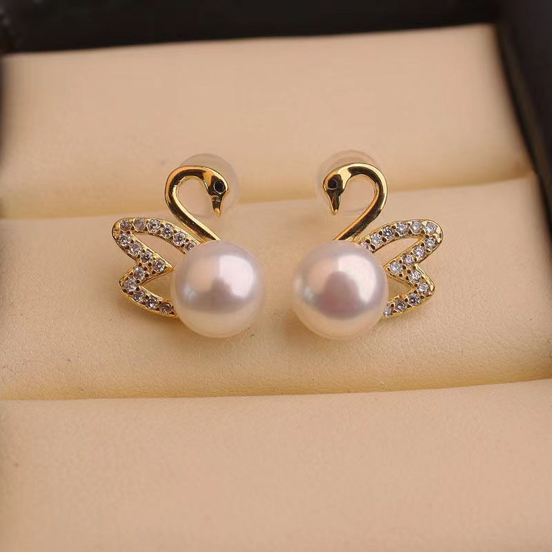 6 Set - Design hollow swan imitation pearl earrings (1 Set price - 23)