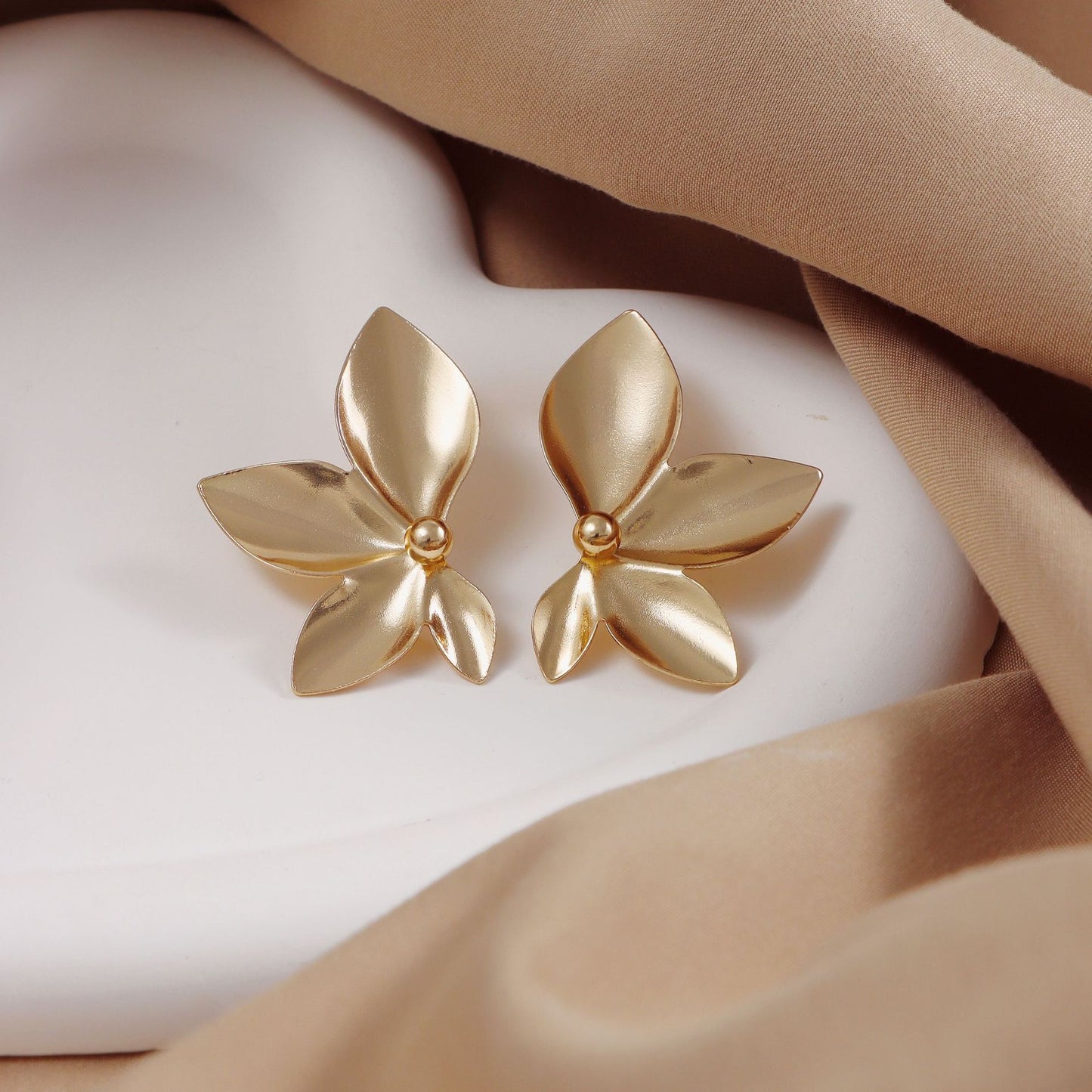 6 Pairs - Fashion leaves petals earrings - Golden (1 Pair Price - 38)