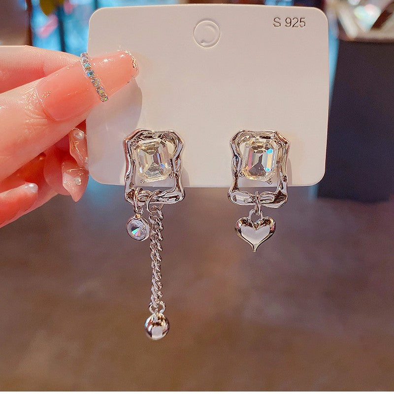 6 Set - Asymmetrical tassel super flash zircon earrings (Unit price 37)