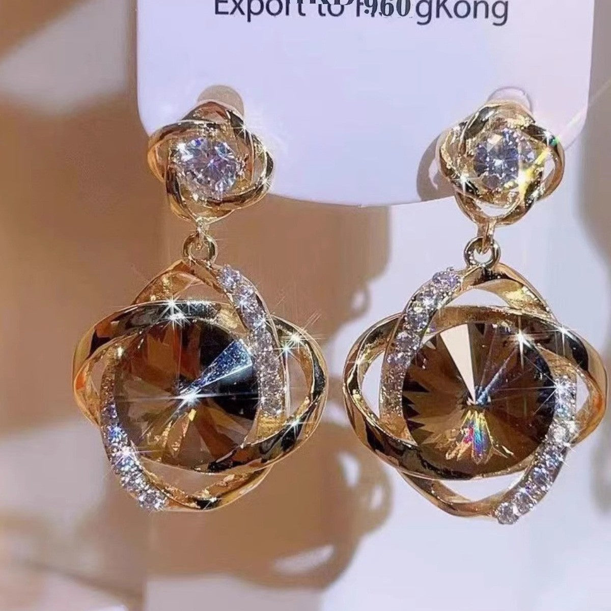 6 Pairs - Brown Stone Earrings (1 Pair Price - 36)