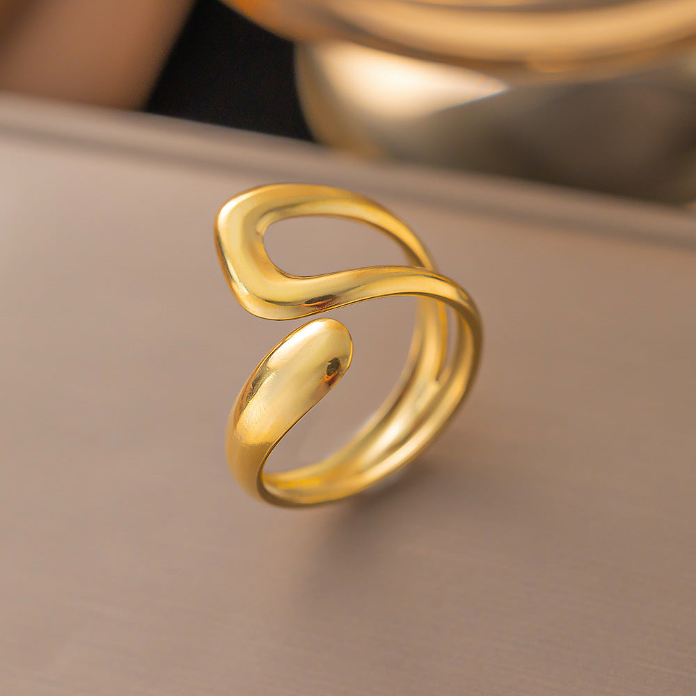 3 Pc - Anti Tarnish Irregular hollow ring gold (1 Pc Price - 46)