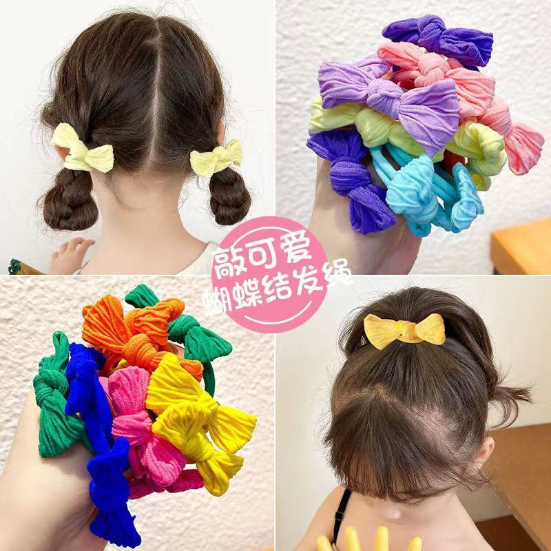 6 Set - Colorful Durable and Cute Bow Rubberband opp packing 10 pc set (Mix Color) (1 set Price - 34)