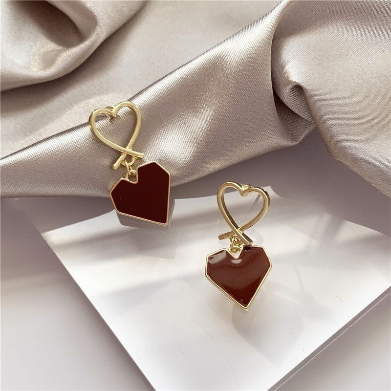 6 Set - Korean style red love drop earrings (Unit price 21)