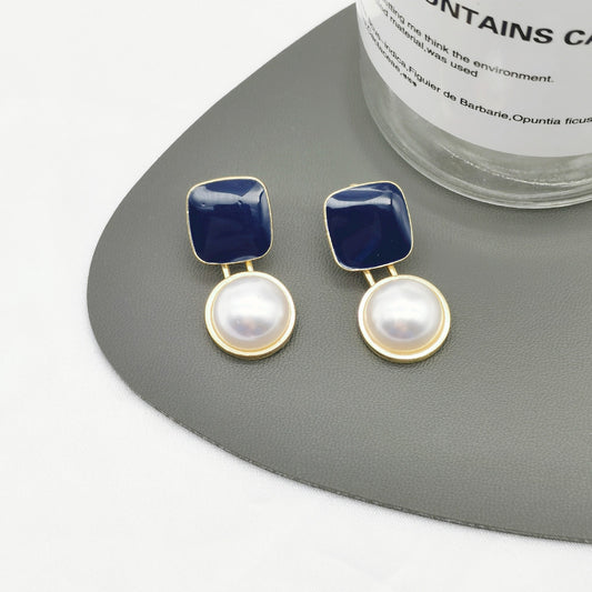 6 Set - Blue square pearl earrings (1 Set price - 33)
