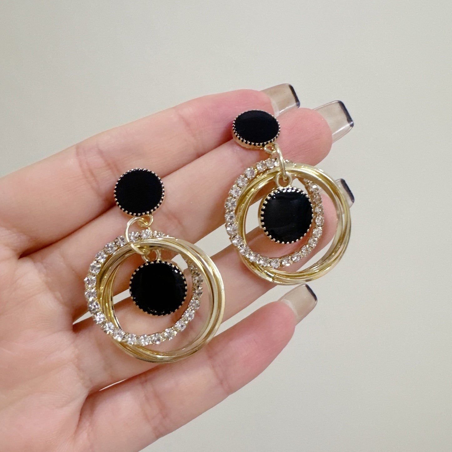 6 Pairs - Long Circle Black Earrings  (1 Pair Price - 52)