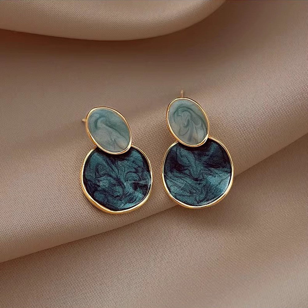 6 Pairs - Unique Irregular Color-Blocking Enamel Geometric Stud Earrings (Mix Color) (1 Pair Price - 27)