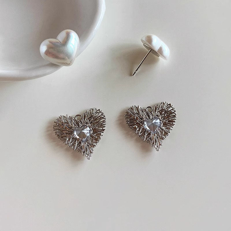6 Pairs - Cat's Eye Stone Heart Earrings for Women  (1 Pair Price - 26)