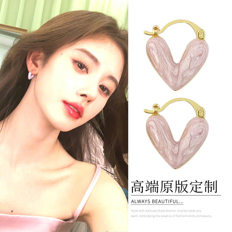 6 Pc - Heart-shaped earrings for women - Pink colour (Unit Price - 29)