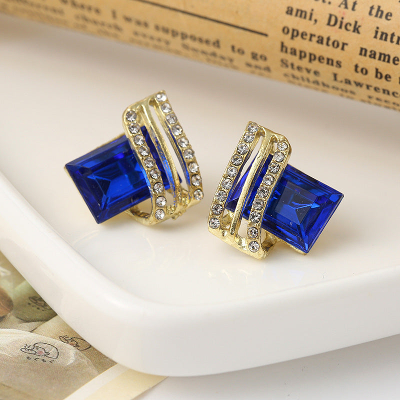 6 Pairs - Crystal Rhombus Wings Diamond Earrings (Mix Color) (1 Pair Price - 26)