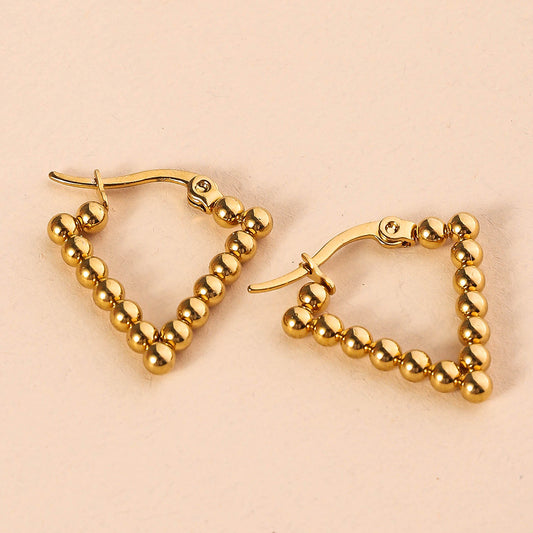 3 Pairs - Triangle Beads Earring - Golden (Unit Price - 51)
