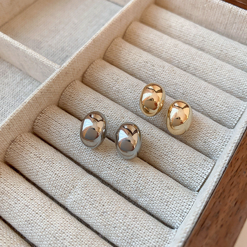 6 Set - Bean metal earrings - Silver (Unit price 20)