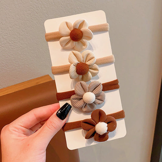 3 Set - Children's super cute milk coffee flower rubber band Card Packing (1 Set price - 29)