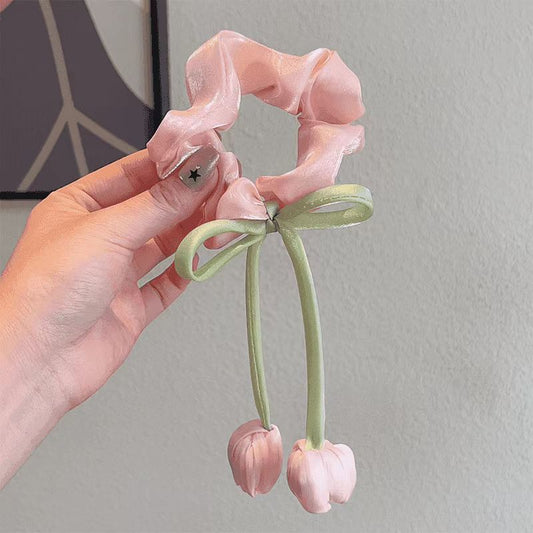 3 Pc - Sweet tulip flower rubber band - Pink (Unit Price - 30)
