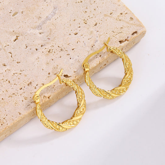 3 Set - Anti Tarnish Round Hoop retro earring Design 2 (Unit Price - 41)