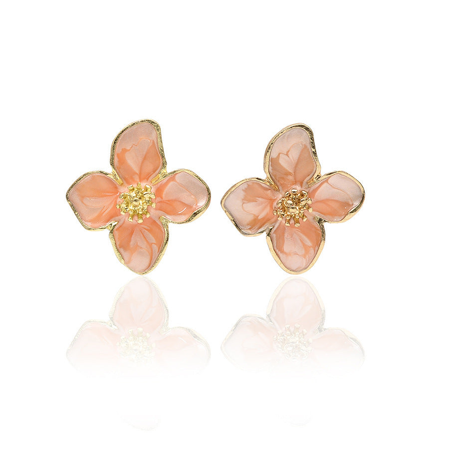 6 Pairs - Trendy and Personalized Four-Leaf Clover Oil Drop Earrings (Mix Color) (1 Pair Price - 21)