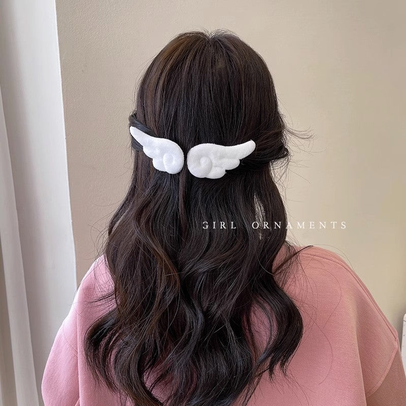 6 Set - Angel Small Wings Side Clip Magic Girl Hairpin Side Clip Cute Japanese Plush Duckbill Hairpin Headwear (Mix Color OPP bag) (Unit Price 11)