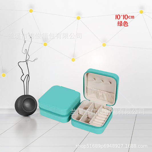Portable mini earring ring jewelry storage box - Blue