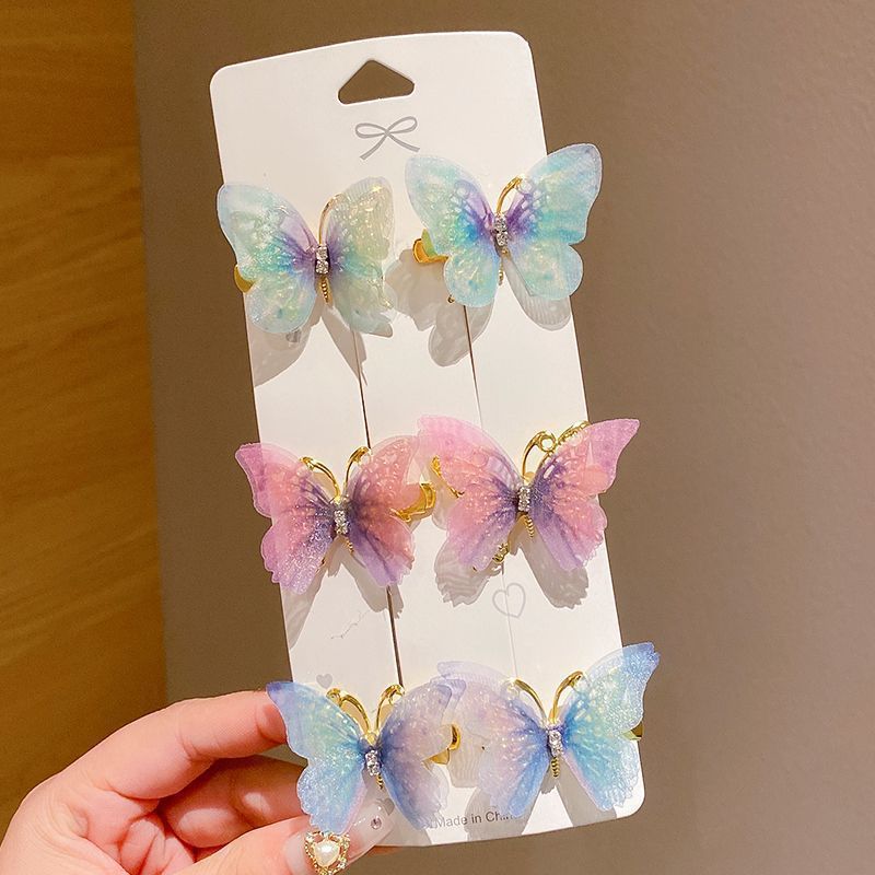 3 Set - Super Fairy Butterfly Hairclip Set of 6 - Design4 Card Packing (1 Set Price - 60)