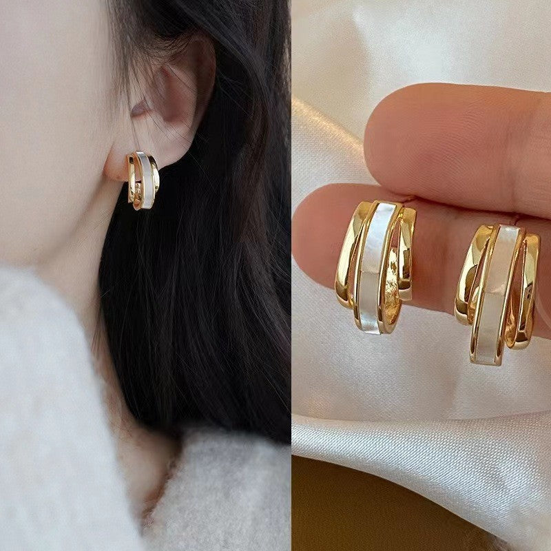 6 Pairs - Korean Style Simple C-Shaped Earrings (1 Pair Price - 25)