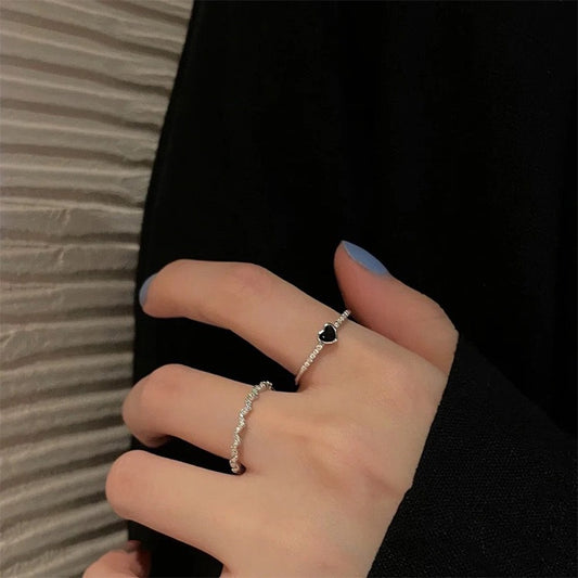 6 Set - Black love oil drop ring (Unit price 15)