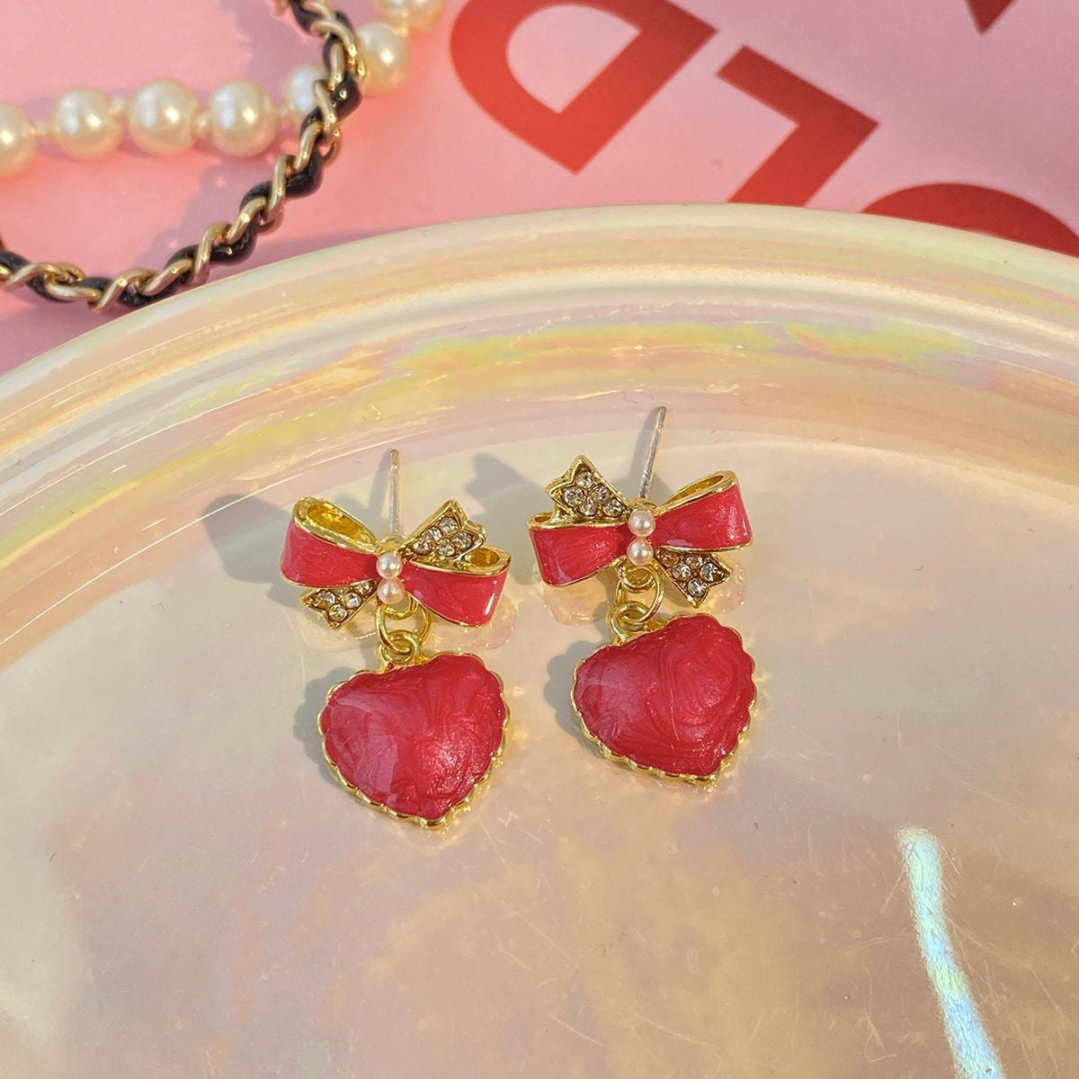 6 Set - Lavender purple heart earrings (Mix Color)(Unit price 32)