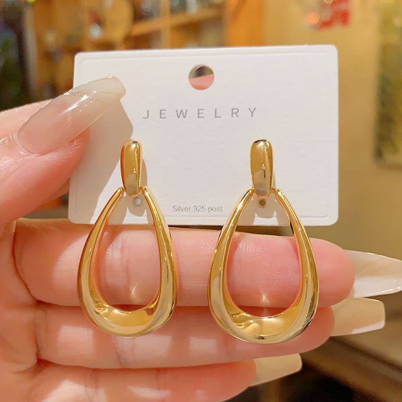 6 Pairs - Hollow Water Drop Minimalist Earrings - Golden (1 Pair Price - 27)