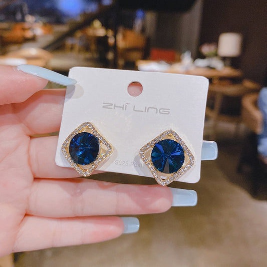 6 Set - Japanese and Korean super fairy fresh crystal diamond earrings (Mix color) (Unit price 35)