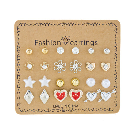 New monthly 12 pairs card-mounted earrings set - D9