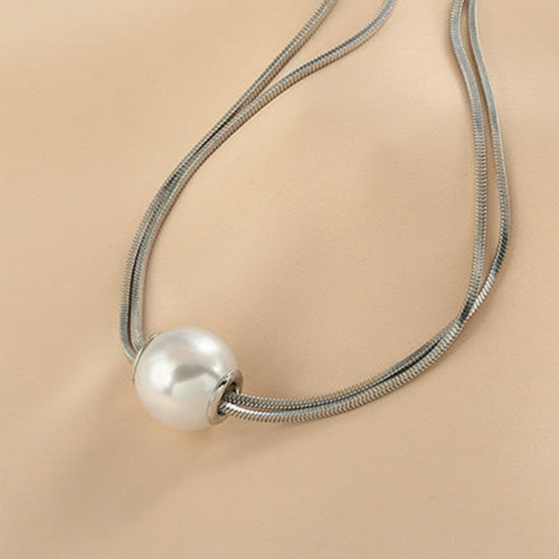3 Pc - Anti Tarnish Large round bead necklace - Silver (1 Pc Price - 66)