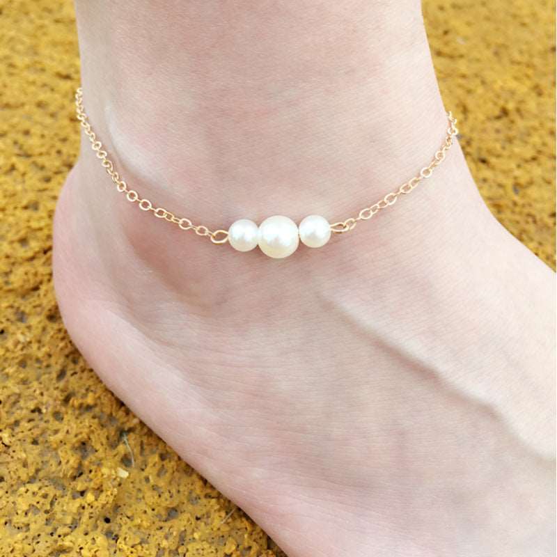 12 Pc - White Pearl Anklet (Unit Price - 19)