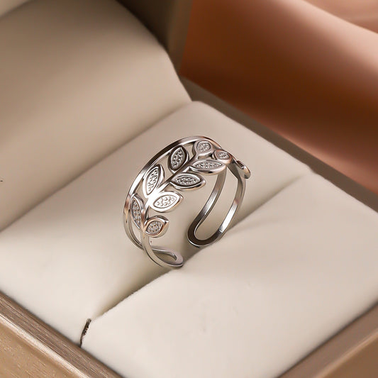 3 Pc - Small Leaf Ring - Silver (Unit Price - 42)